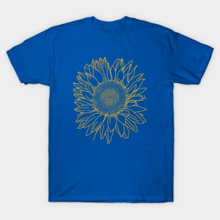 Sunflower Yellow Nature Line Drawing T-Shirt